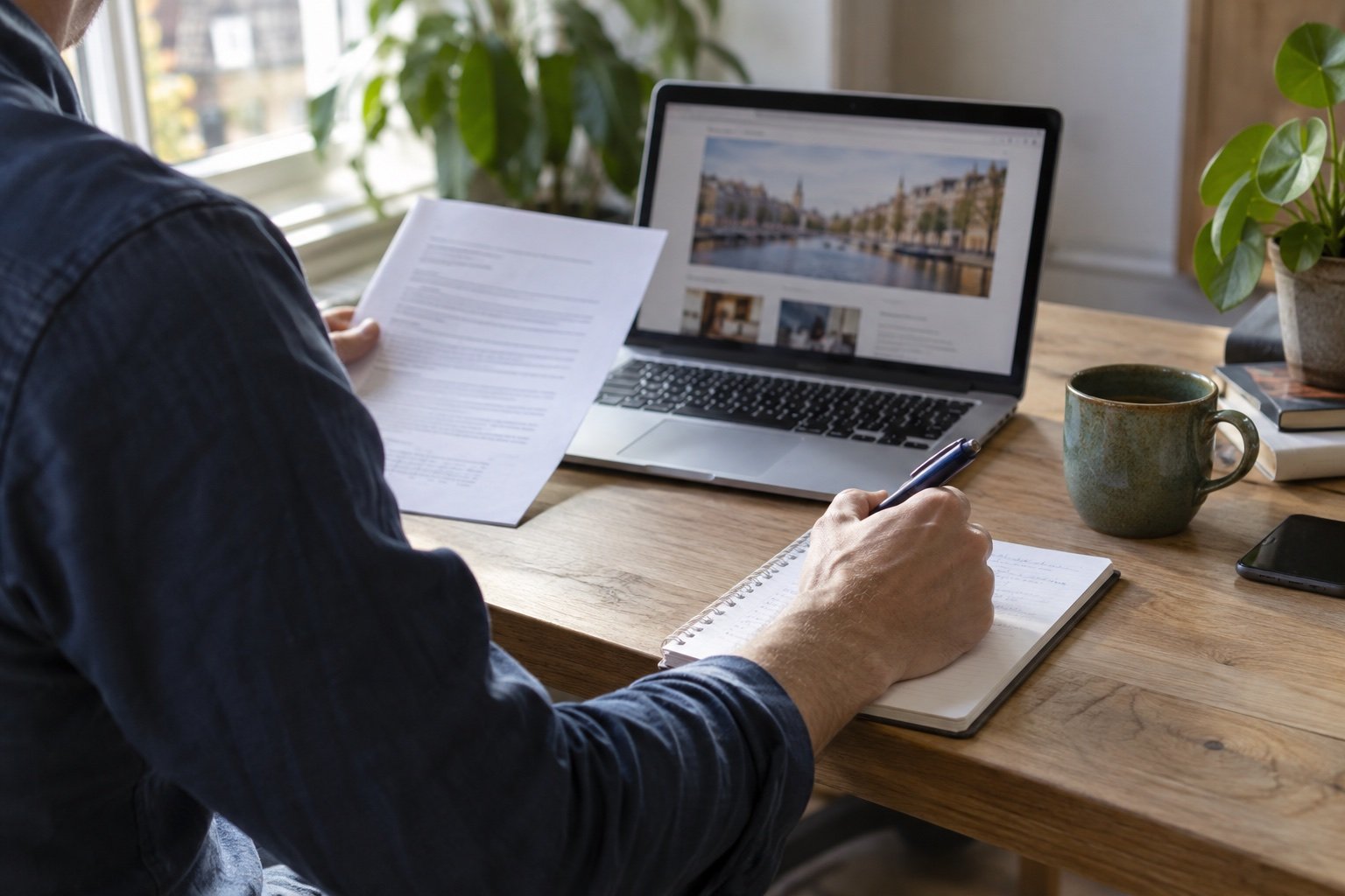 Sfeerbeeld van het zorgvuldig beoordelen van documenten
